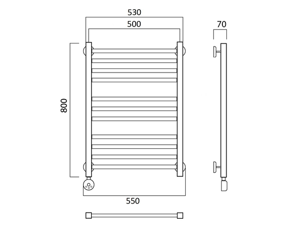 Электрический полотенцесушитель Акванерж Квадро классик 800x500 (схема)