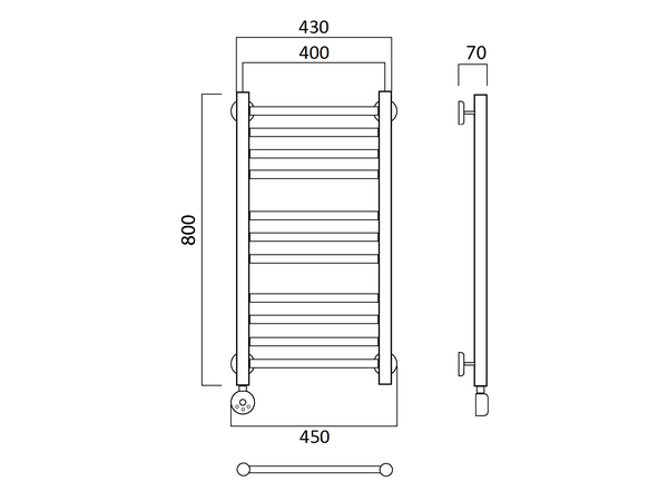 Электрический полотенцесушитель Акванерж прямая Lux 800x400 (схема)